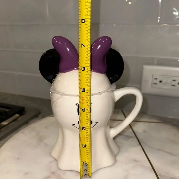 ✨NWT✨ Disney Minnie Mouse Spooky Ghost White Ceramic Mug with Lid Topper - Picture 4 of 6